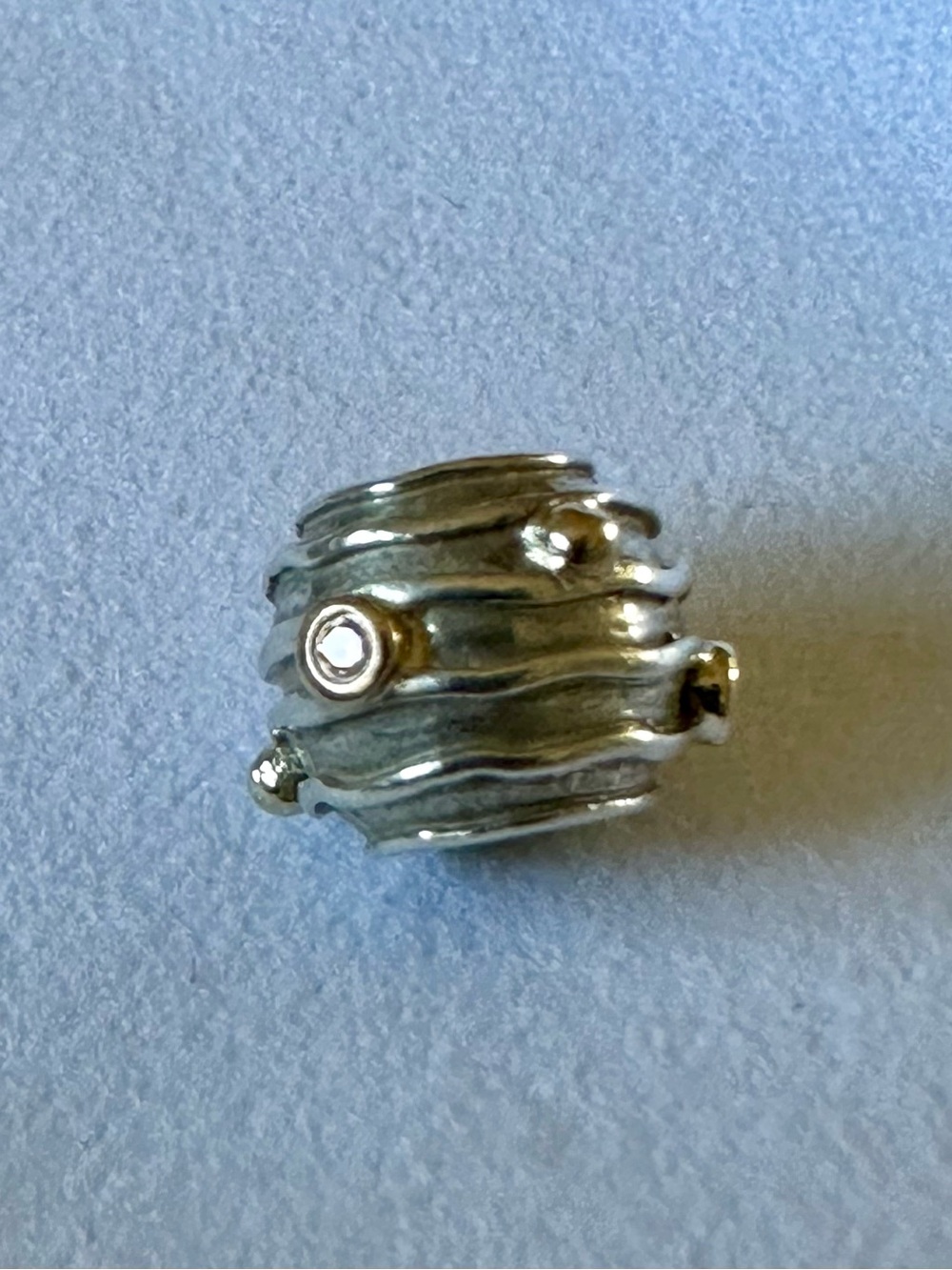 Retired Pandora Two-Tone with Diamond Ripple Twinkle Charm